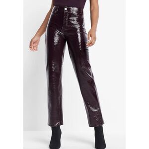 Express Super High Waisted Faux Patent Leather Modern Straight Pant 8R